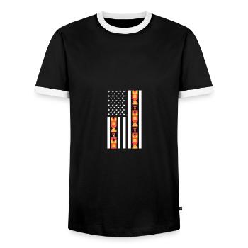 Juneteenth USA American Flag Black History Is - Männer Kontrast-T-Shirt - Schwarz/Weiß - Vorne - AI Model Female 172 light (172cm) & AI Model Male 178 light (178cm)