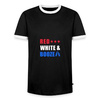 4th of July Red White & Booze Beer Drinking Party - Männer Kontrast-T-Shirt - Schwarz/Weiß - Vorne - AI Model Female 172 light (172cm) & AI Model Male 178 light (178cm)