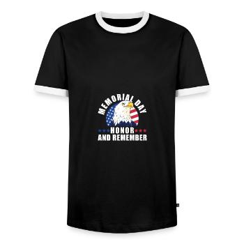 Memorial Day Honor And Remember Bald Eagle - Männer Kontrast-T-Shirt - Schwarz/Weiß - Vorne - AI Model Female 172 light (172cm) & AI Model Male 178 light (178cm)