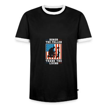 Honor the Fallen Thank The Living Veterans Day - Männer Kontrast-T-Shirt - Schwarz/Weiß - Vorne - AI Model Female 172 light (172cm) & AI Model Male 178 light (178cm)