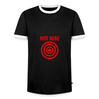Aim Here - Bullseye Shooting Target - Männer Kontrast-T-Shirt - Schwarz/Weiß - Vorne - AI Model Female 172 light (172cm) & AI Model Male 178 light (178cm)