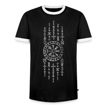 Viking Runen Keltischer Wikinger Kompass Vegvisir - Männer Kontrast-T-Shirt - Schwarz/Weiß - Vorne - AI Model Female 172 light (172cm) & AI Model Male 178 light (178cm)