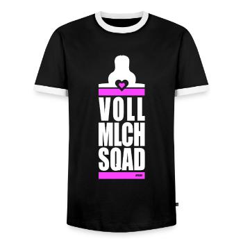 VOLLMILCH SQUAD - Mädis - Männer Kontrast-T-Shirt - Schwarz/Weiß - Vorne - AI Model Female 172 light (172cm) & AI Model Male 178 light (178cm)