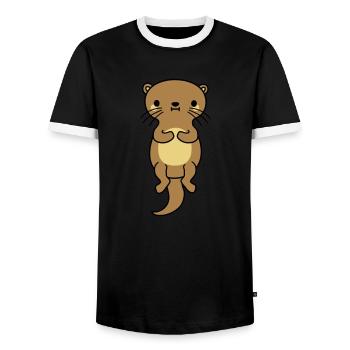 netter schwimmender otter - Männer Kontrast-T-Shirt - Schwarz/Weiß - Vorne - AI Model Female 172 light (172cm) & AI Model Male 178 light (178cm)
