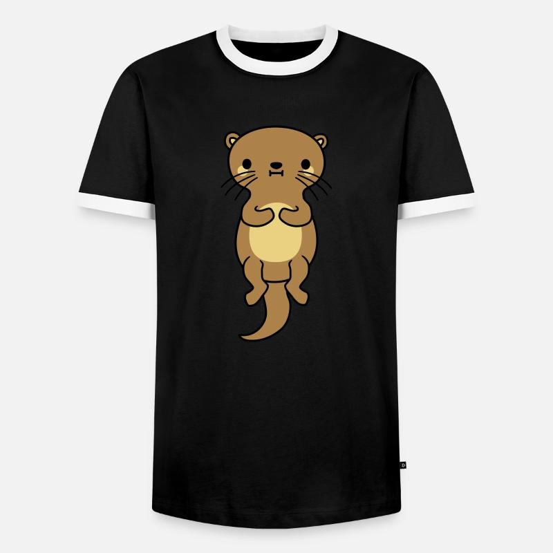 nice floating otter - Men's Ringer Shirt - black/white