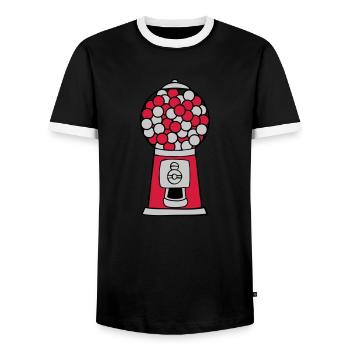 Distributeur de chewing-gum - T-shirt contrasté Homme - noir/blanc - Devant - AI Model Female 172 light (172cm) & AI Model Male 178 light (178cm)