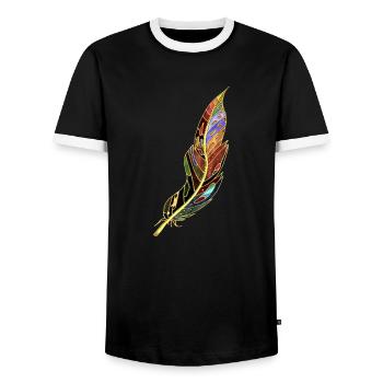 Feather - Men's Ringer Shirt - black/white - Front - AI Model Female 172 light (172cm) & AI Model Male 178 light (178cm)