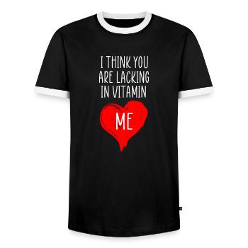 vitamin me citation drôle - T-shirt contrasté Homme - noir/blanc - Devant - AI Model Female 172 light (172cm) & AI Model Male 178 light (178cm)