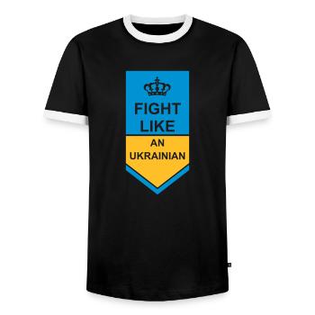 fight like ukrainians quote - Men's Ringer Shirt - black/white - Front - AI Model Female 172 light (172cm) & AI Model Male 178 light (178cm)