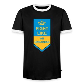 fight like ukrainians quote - Men's Ringer Shirt - black/white - Front - AI Model Female 172 light (172cm) & AI Model Male 178 light (178cm)