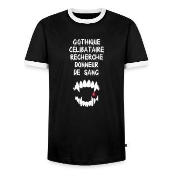 Gothique célibataire - T-shirt contrasté Homme - noir/blanc - Devant - AI Model Female 172 light (172cm) & AI Model Male 178 light (178cm)