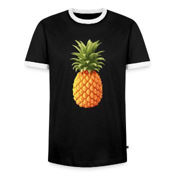 Ananas bunt - Männer Kontrast-T-Shirt - Schwarz/Weiß - Vorne - AI Model Female 172 light (172cm) & AI Model Male 178 light (178cm)