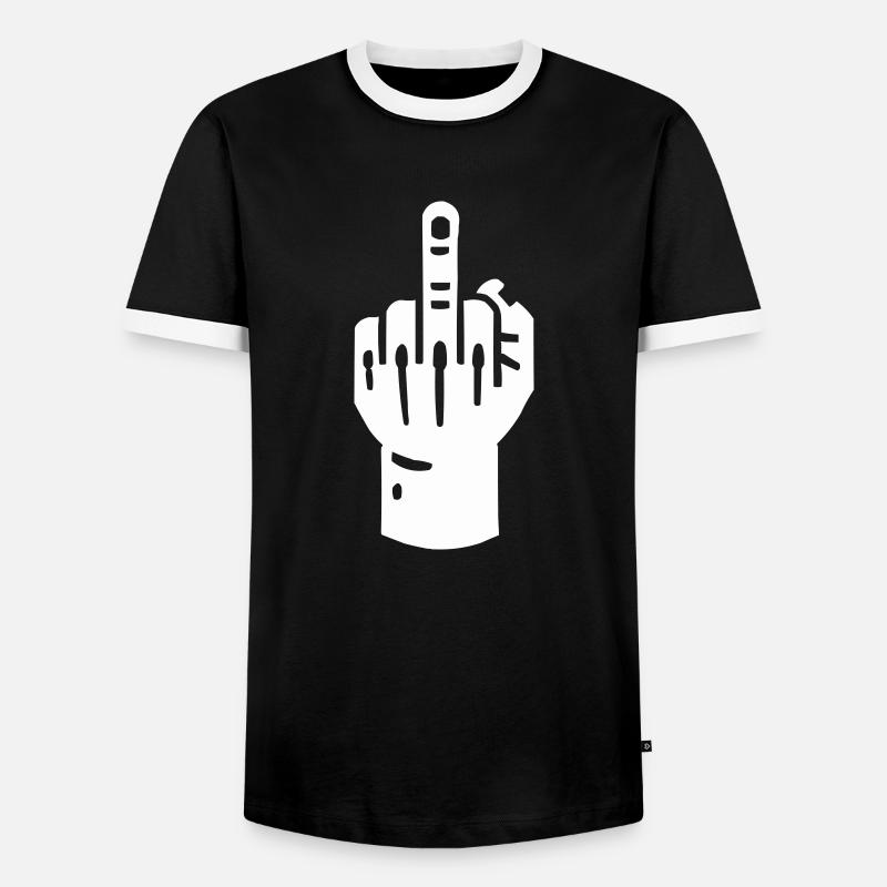 mittelfinger hand - Männer Kontrast-T-Shirt - Schwarz/Weiß