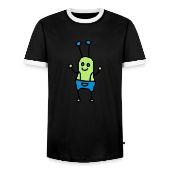 Sweet Insect / Alien 3 - Men's Ringer Shirt - black/white - Front - AI Model Female 172 light (172cm) & AI Model Male 178 light (178cm)