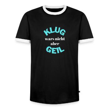 Nicht Klug aber Geil - Männer Kontrast-T-Shirt - Schwarz/Weiß - Vorne - AI Model Female 172 light (172cm) & AI Model Male 178 light (178cm)