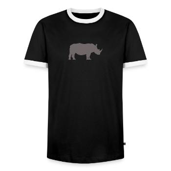 Rhino Profile Grey - Men's Ringer Shirt - black/white - Front - AI Model Female 172 light (172cm) & AI Model Male 178 light (178cm)