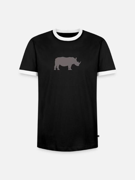 Rhino Profile Grey - Men's Ringer Shirt - black/white