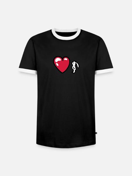 Bunny with Heart 3 - Men's Ringer Shirt - black/white