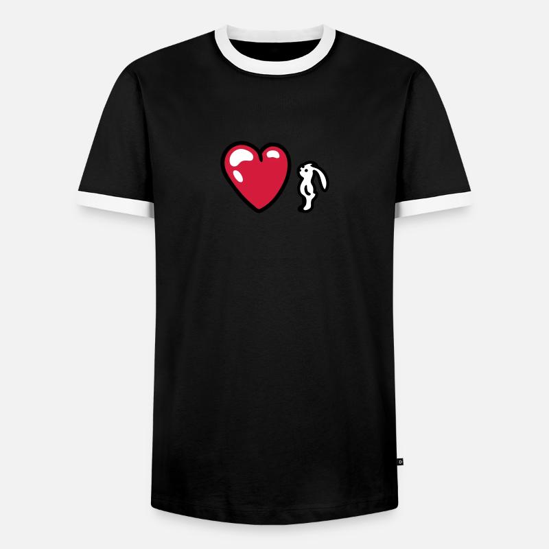 Hase mit Herz 3 - Männer Kontrast-T-Shirt - Schwarz/Weiß