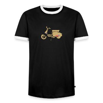 Retro Scooter - Men's Ringer Shirt - black/white - Front - AI Model Female 172 light (172cm) & AI Model Male 178 light (178cm)
