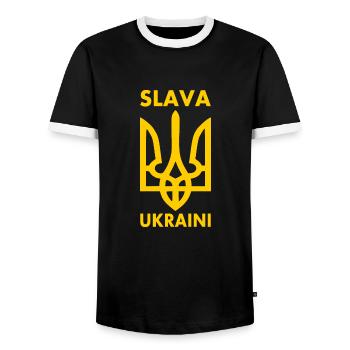 Ukraine - Men's Ringer Shirt - black/white - Front - AI Model Female 172 light (172cm) & AI Model Male 178 light (178cm)