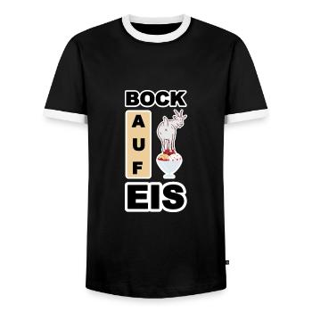 Ice, Buck on Ice - Men's Ringer Shirt - black/white - Front - AI Model Female 172 light (172cm) & AI Model Male 178 light (178cm)