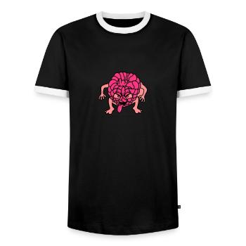 himbeere gesicht monster comic cartoon lustig frec - Männer Kontrast-T-Shirt - Schwarz/Weiß - Vorne - AI Model Female 172 light (172cm) & AI Model Male 178 light (178cm)