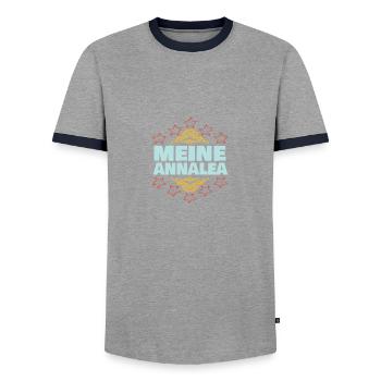 Mädchen Annalea - Männer Kontrast-T-Shirt - Grau/Navy  - Vorne - AI Model Female 172 light (172cm) & AI Model Male 178 light (178cm)