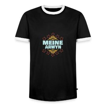 Geschenk für Arwyn - Männer Kontrast-T-Shirt - Schwarz/Weiß - Vorne - AI Model Female 172 light (172cm) & AI Model Male 178 light (178cm)