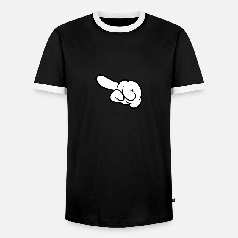 Comic Hand Pointing (Left) - Men's Ringer Shirt - black/white