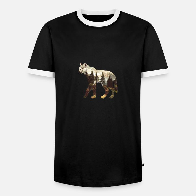 Luchs - Männer Kontrast-T-Shirt - Schwarz/Weiß