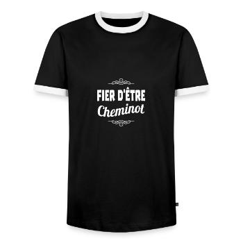 fier d'être cheminot - T-shirt contrasté Homme - noir/blanc - Devant - AI Model Female 172 light (172cm) & AI Model Male 178 light (178cm)
