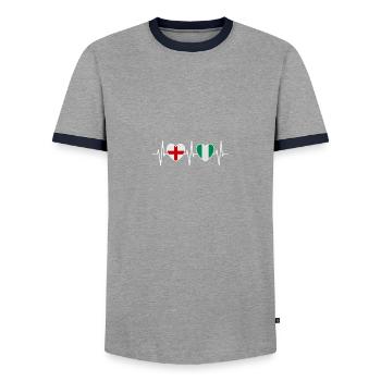 Drapeaux du drapeau nigérian de l’Angleterre et du Nigéria - T-shirt contrasté Homme - gris/marine  - Devant - AI Model Female 172 light (172cm) & AI Model Male 178 light (178cm)
