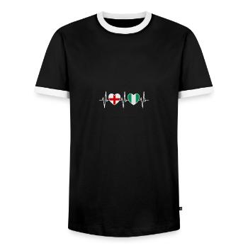 England and Nigeria Nigerian Flag Flags - Men's Ringer Shirt - black/white - Front - AI Model Female 172 light (172cm) & AI Model Male 178 light (178cm)