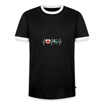 England and Pakistan Pakistani Flag Flags - Men's Ringer Shirt - black/white - Front - AI Model Female 172 light (172cm) & AI Model Male 178 light (178cm)