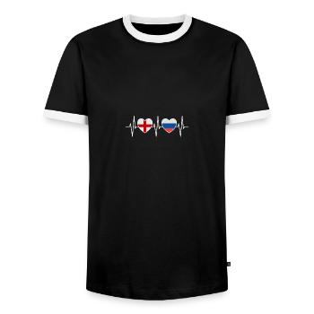 England und Russland Russische Fahne Flaggen - Männer Kontrast-T-Shirt - Schwarz/Weiß - Vorne - AI Model Female 172 light (172cm) & AI Model Male 178 light (178cm)