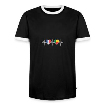 Drapeaux de la France et du Bénin au drapeau béninois - T-shirt contrasté Homme - noir/blanc - Devant - AI Model Female 172 light (172cm) & AI Model Male 178 light (178cm)