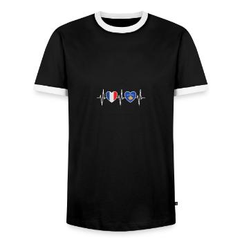 Frankreich und Kosovo Kosovarische Fahne Flaggen - Männer Kontrast-T-Shirt - Schwarz/Weiß - Vorne - AI Model Female 172 light (172cm) & AI Model Male 178 light (178cm)