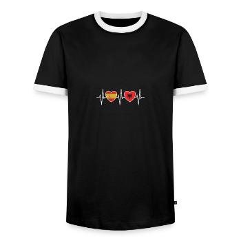 Spanien und Albanien Albanische Fahne Flaggen - Männer Kontrast-T-Shirt - Schwarz/Weiß - Vorne - AI Model Female 172 light (172cm) & AI Model Male 178 light (178cm)