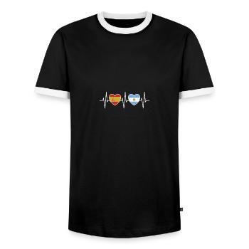 Spanien und Argentinien Argentinische Flaggen - Männer Kontrast-T-Shirt - Schwarz/Weiß - Vorne - AI Model Female 172 light (172cm) & AI Model Male 178 light (178cm)