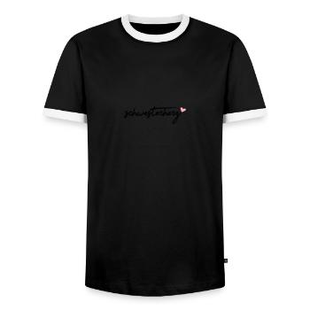 schwesterherz - Männer Kontrast-T-Shirt - Schwarz/Weiß - Vorne - AI Model Female 172 light (172cm) & AI Model Male 178 light (178cm)