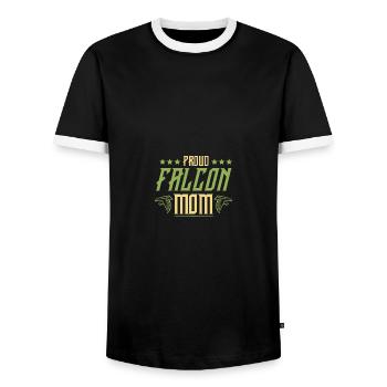 Falconry Mom - Men's Ringer Shirt - black/white - Front - AI Model Female 172 light (172cm) & AI Model Male 178 light (178cm)
