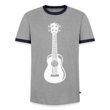 Ukulele Hawaii Gitarre Uke Musikinstrument - Männer Kontrast-T-Shirt - Grau/Navy  - Vorne - AI Model Female 172 light (172cm) & AI Model Male 178 light (178cm)