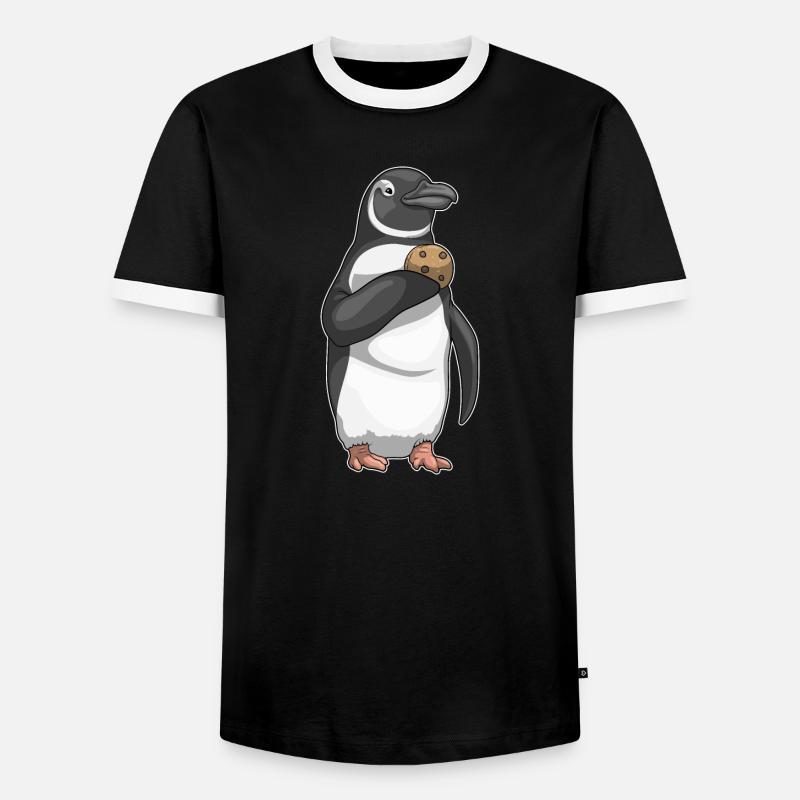 Pinguin Cookie - Männer Kontrast-T-Shirt - Schwarz/Weiß