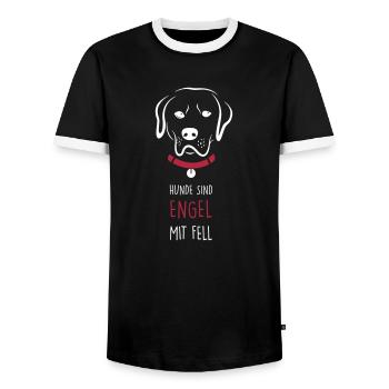 Hunde sind Engel mit Fell - Männer Kontrast-T-Shirt - Schwarz/Weiß - Vorne - AI Model Female 172 light (172cm) & AI Model Male 178 light (178cm)