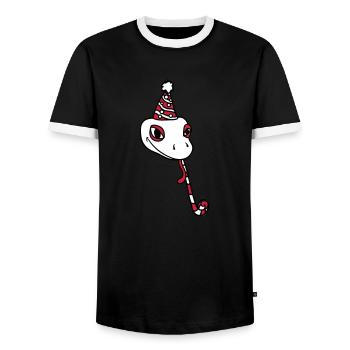 kopf feiern geburtstag party geschenk schlange ges - Männer Kontrast-T-Shirt - Schwarz/Weiß - Vorne - AI Model Female 172 light (172cm) & AI Model Male 178 light (178cm)