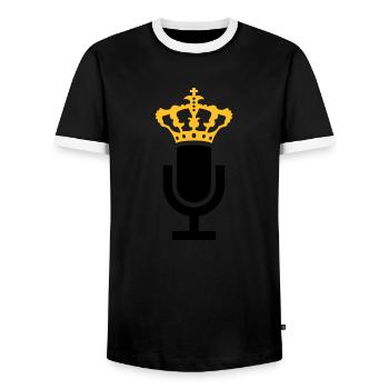 King Microphone Icon - Men's Ringer Shirt - black/white - Front - AI Model Female 172 light (172cm) & AI Model Male 178 light (178cm)