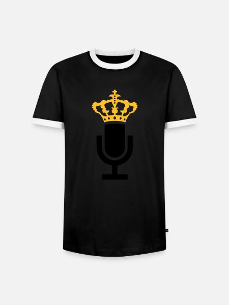 King Microphone Icon - Men's Ringer Shirt - black/white