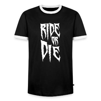 Ride or Le vélo cadeau cycliste Downhill - T-shirt contrasté Homme - noir/blanc - Devant - AI Model Female 172 light (172cm) & AI Model Male 178 light (178cm)
