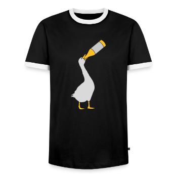 Gans Alkohol Party - Männer Kontrast-T-Shirt - Schwarz/Weiß - Vorne - AI Model Female 172 light (172cm) & AI Model Male 178 light (178cm)